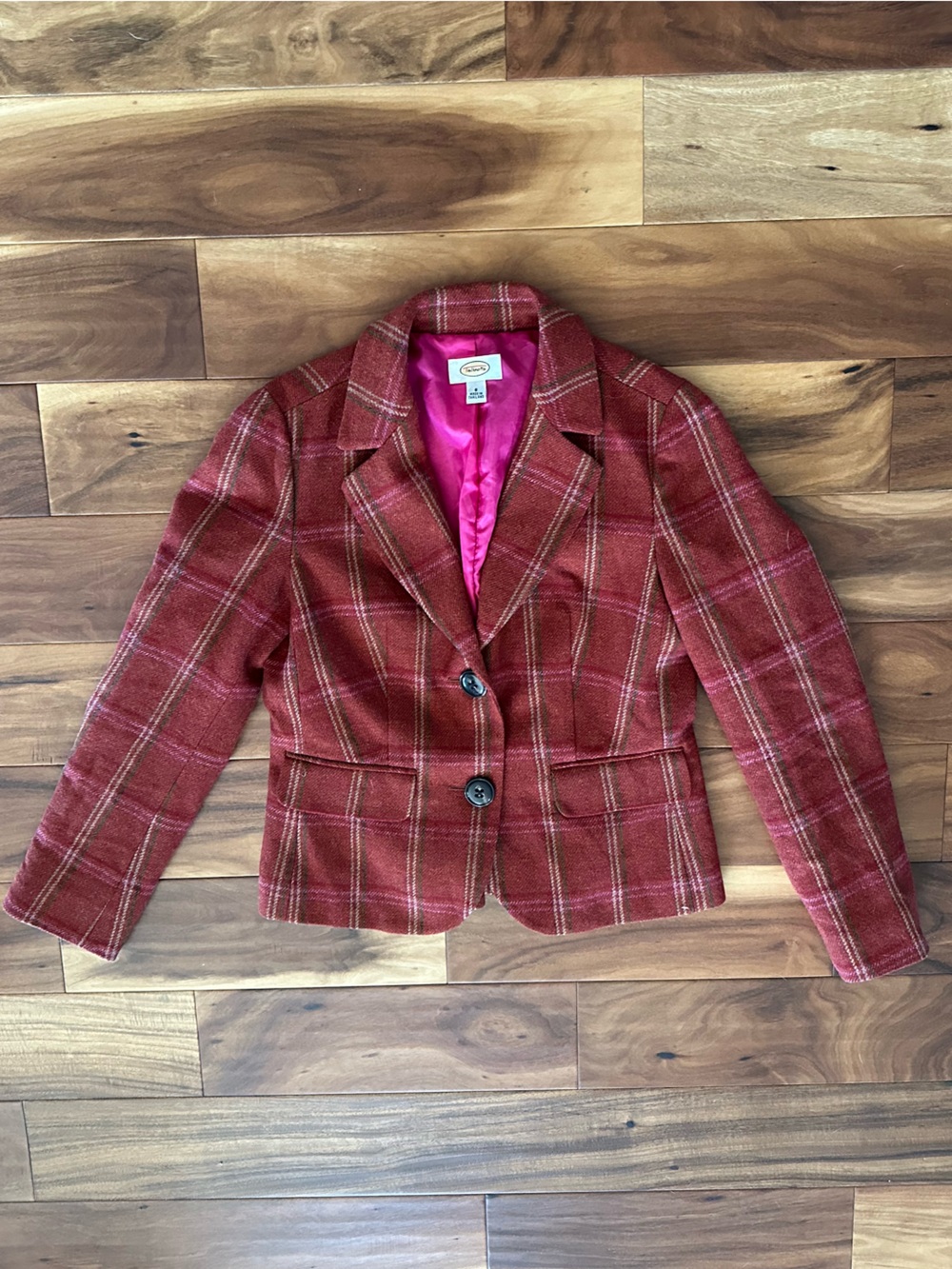 Talbots Red Plaid Wool Jacket size 8